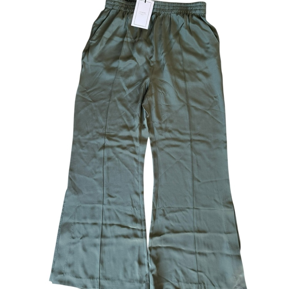 NWT La Ligne Olive Silk Tess Wide Leg Pants